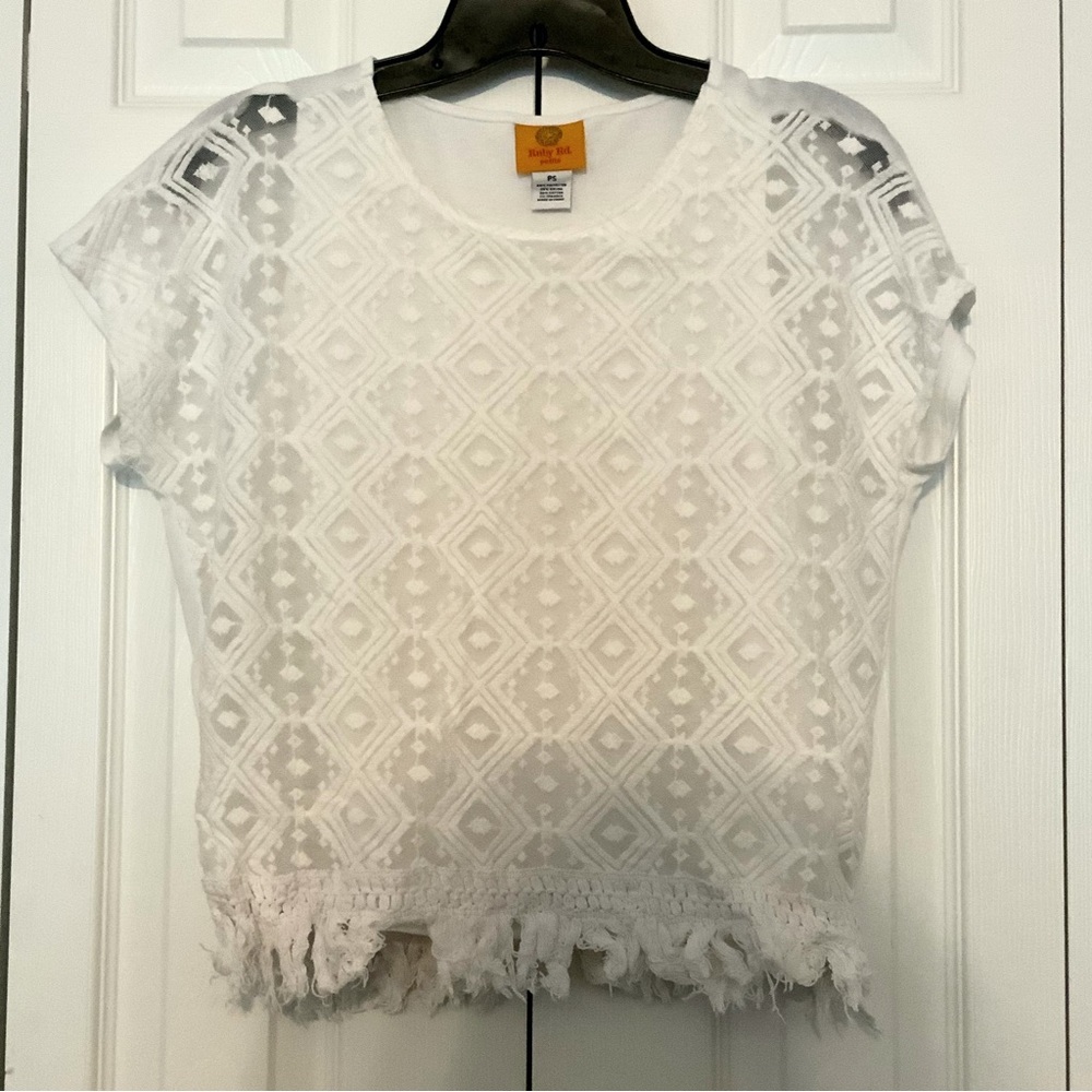 Ruby Red Petite Size PS White Boho Top